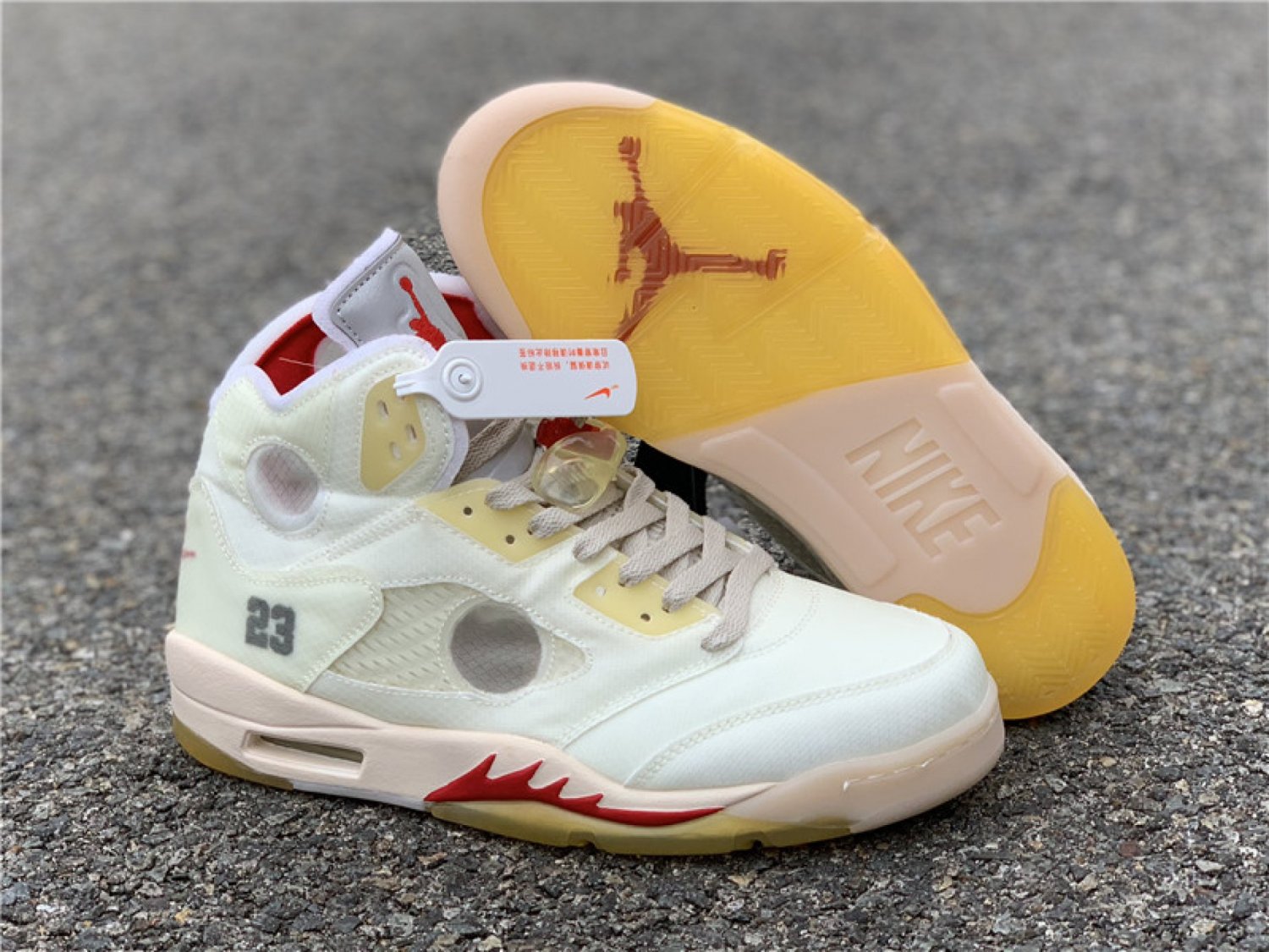 OW X Air Jordan 5 Sail