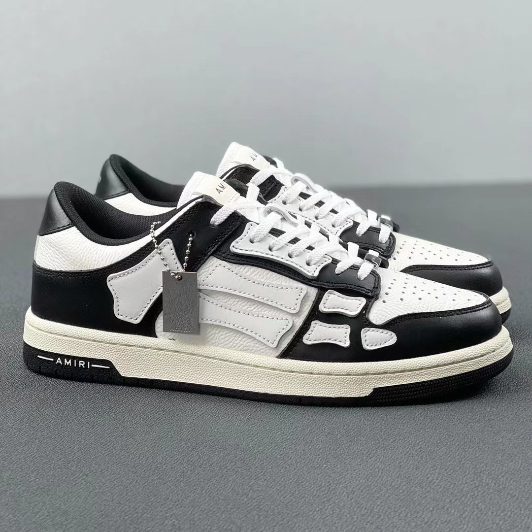 Amiri Skel Top Low – Triple White Grained Leather
