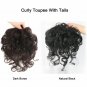100% Human Hair Toupee Short Curly Topper Women Extended Tail Hairpiece Top Wigs