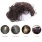 100% Human Hair Women Short Curly Toupee Topper Clip in Hairpiece +Extended Tail