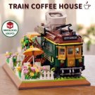 MINI Train Coffee House Modular Building Blocks Sets Expert MOC Bricks Kids Toys