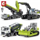 City Engineering Mixer Crane Excavator Building Blocks Vehicle Model Bricks Toys