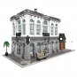 Brick Bank with Coffee Shop Model Building Blocks Set Street MOC Bricks Toy Gift