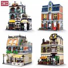 City Street Building Blocks Set CAFE Shop Garden Restaurant Hotel Bricks Toy Kit
