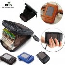RFID Blocking Credit Card Wallet ID Holder Genuine Leather Zipper Pocket Purses