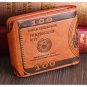 Men US 100 Dollar Bill Leather Bifold ID Card Photo Holder Wallet Handbag Purse