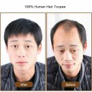 Thin 100% Human Hair Clip in Hairpiece Toupee Top Piece Topper Extension for Men