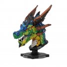 Colorful Dragon Head Model Building Blocks Set with Display Stand MOC Bricks Toy