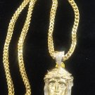 Jesus Gold  Charm and  Gold Chain with Diamonds