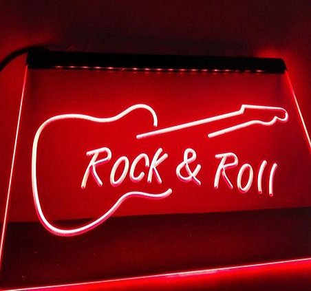 Rock and Roll Guitar Music LED Neon Sign home decor wall room man cave bar