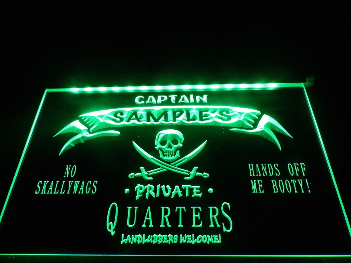 Name Personalized Custom Private Quarters Pirate man cave Neon Sign Light