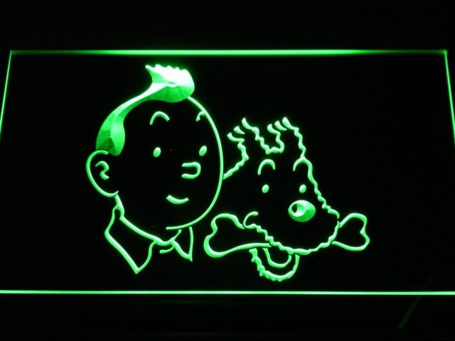 Tintin and Snowy Adventures Comic LED Neon Light Sign Home Decor Crafts Gift