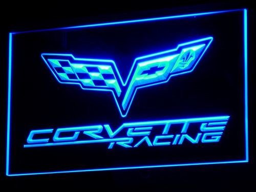 Chevrolet Corvette Racing Car LED Neon Sign Light Plate Flag Man Cave Emblem