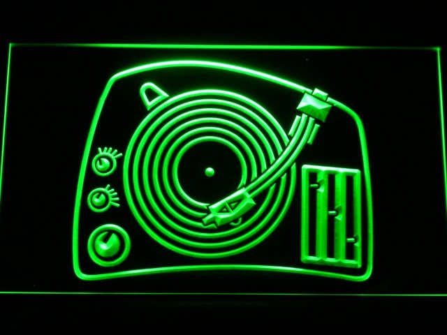 DJ Turntable Mixer Music Spinner LED Neon Light Sign man cave OnOff switch