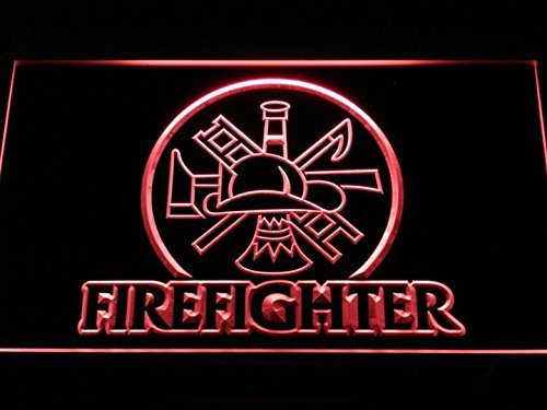 Fire Fighter Ladder AXE Helmet LED Neon Light Sign hang Man Cave Display Glowing
