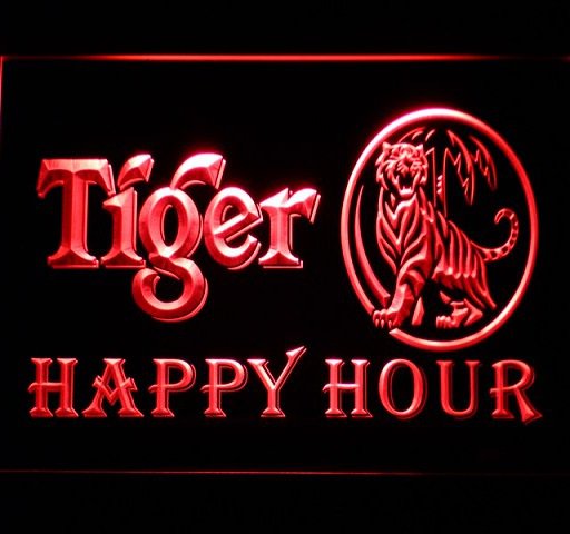 Tiger Happy Hour Beer 3D Neon Light Sign Bar Pub Club Luminous Display Glowing