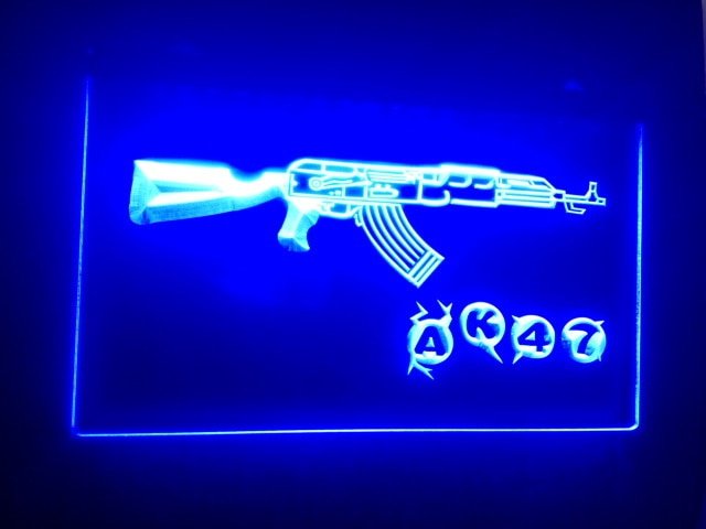 AK47 KALASHNIKOV Airsoft Gun LED Neon Light Sign hang sign home decor shop craft