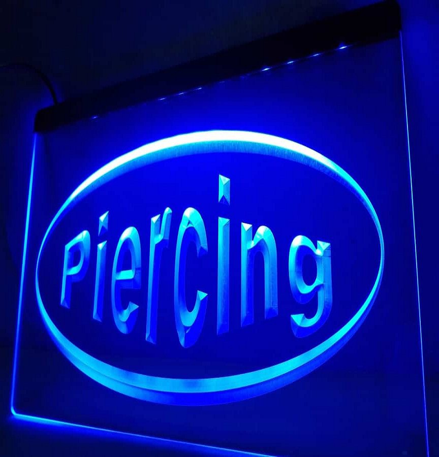 OPEN Piercing Logo LED Neon Light Sign hang signs decor shop display glowing