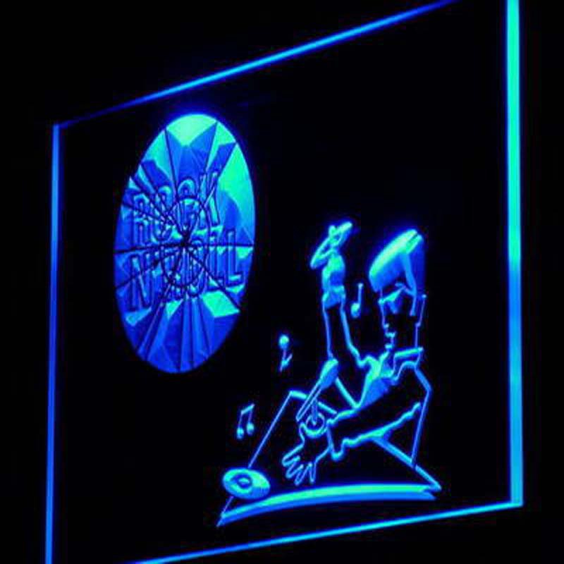 DJ Disc Jockey Rock n Roll Disco Light Sign hang signs wall display glowing