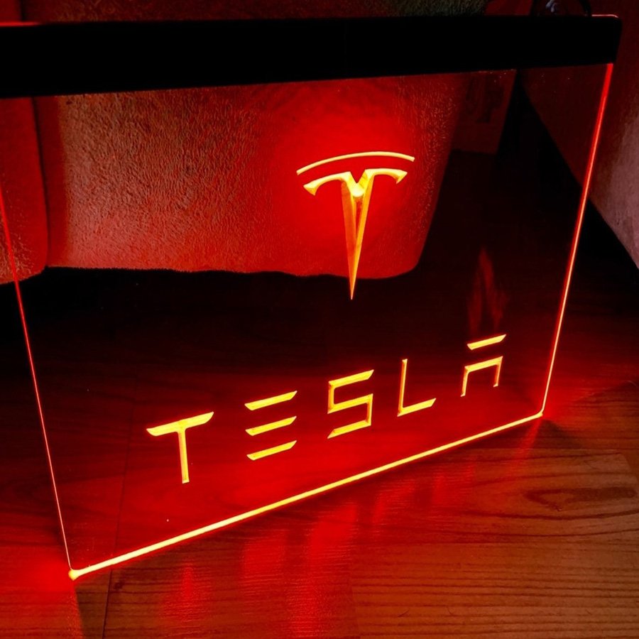 Tesla LED Neon Sign hang sign wall decor showroom craft