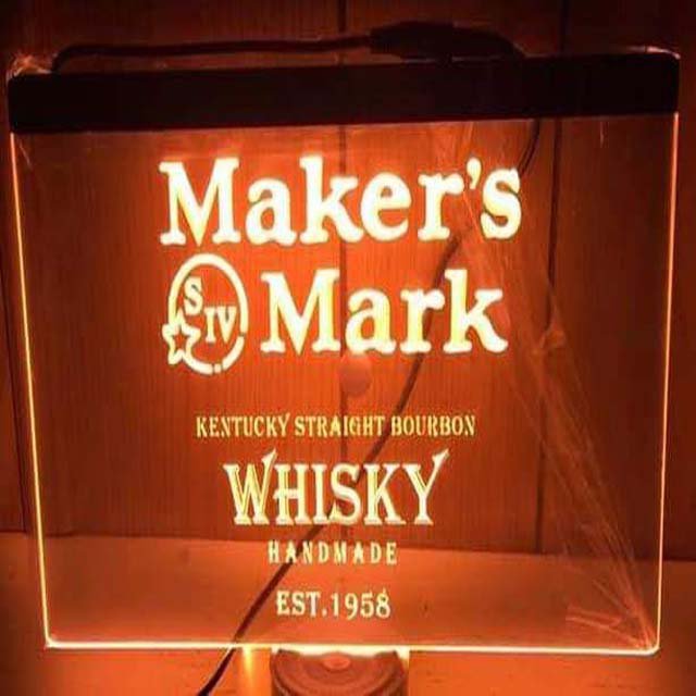 Maker's Mark Whisky LED Neon Sign Hang Wall Decor, Artful Lights Craft