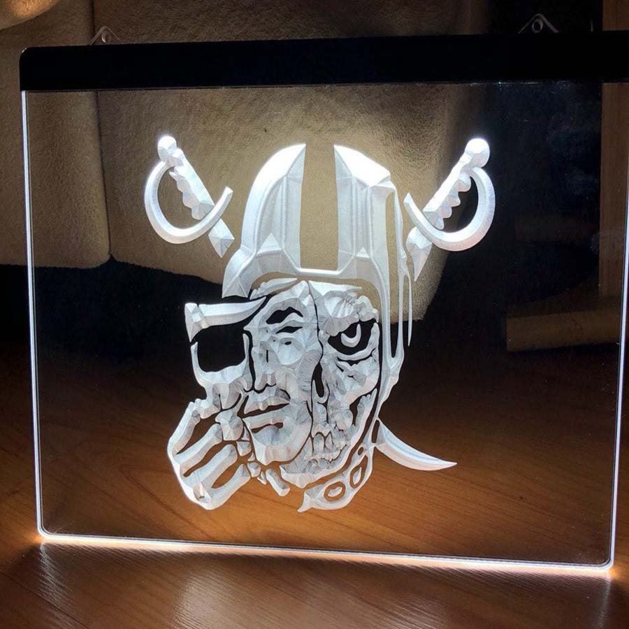 Raiders Mask LED Neon Sign Hang Signs Wall Home Decor, Room, Office, Club Craft