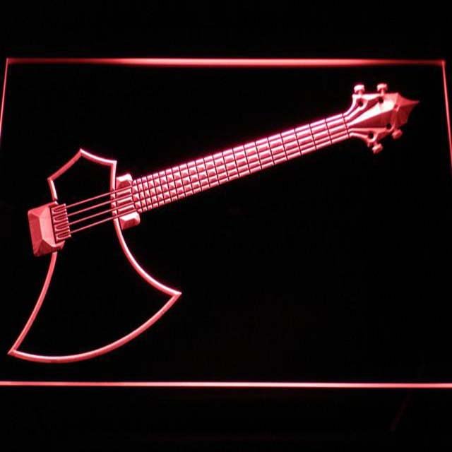 Axe Bass Guitar Illuminated Led Neon Sign Decor Hang Wall, Lights D&Atilde;&copy;cor Art