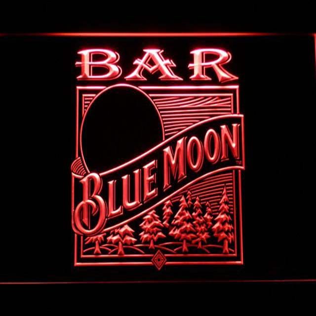 Blue Moon Old Logo Bar LED Neon Sign n Home Decor Display Glowing