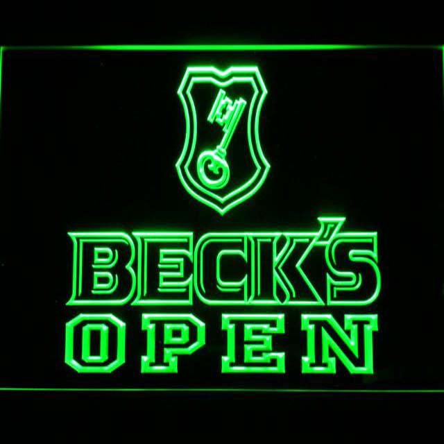 Beck's Open Illuminated Led Neon Sign Decor Hang Wall, Bar, Pub, Lights Art