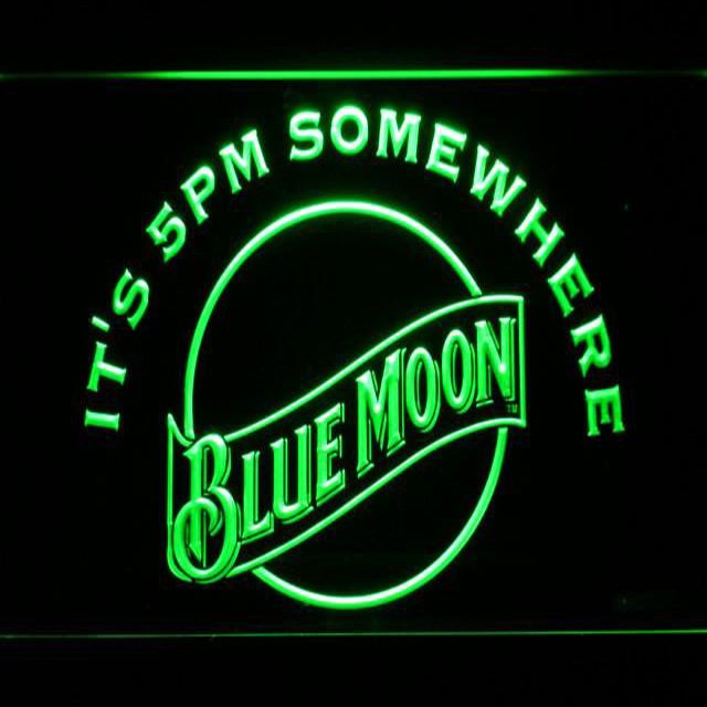 Blue Moon It's 5pm Somewhere LED Neon Sign Home Decor Crafts
