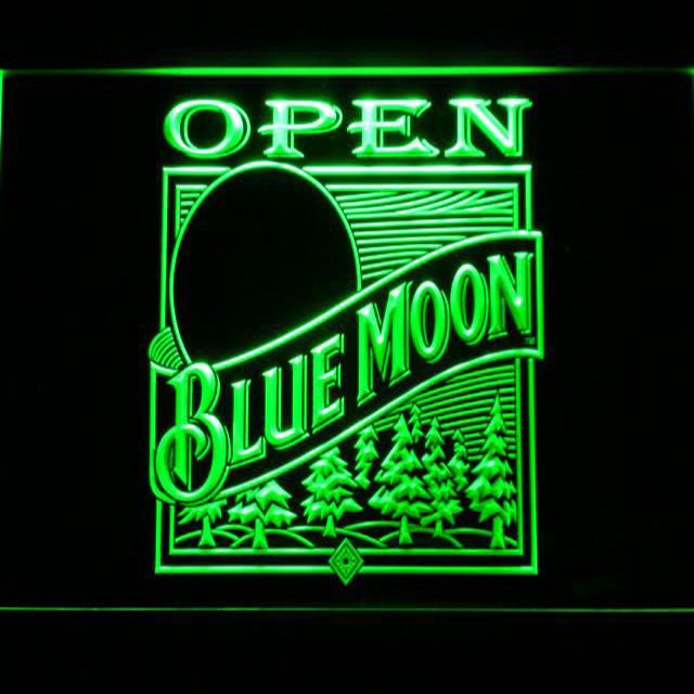 Blue Moon Old Logo Open LED Neon Sign Home Decor Crafts