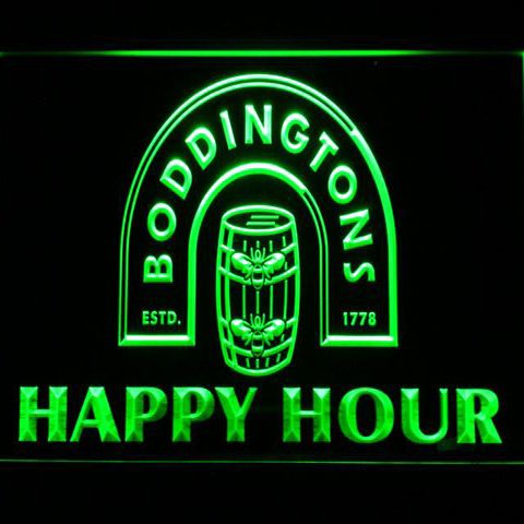 Boddingtons Happy Hour Illuminated Led Neon Sign Decor Hang Wall, Lights Art