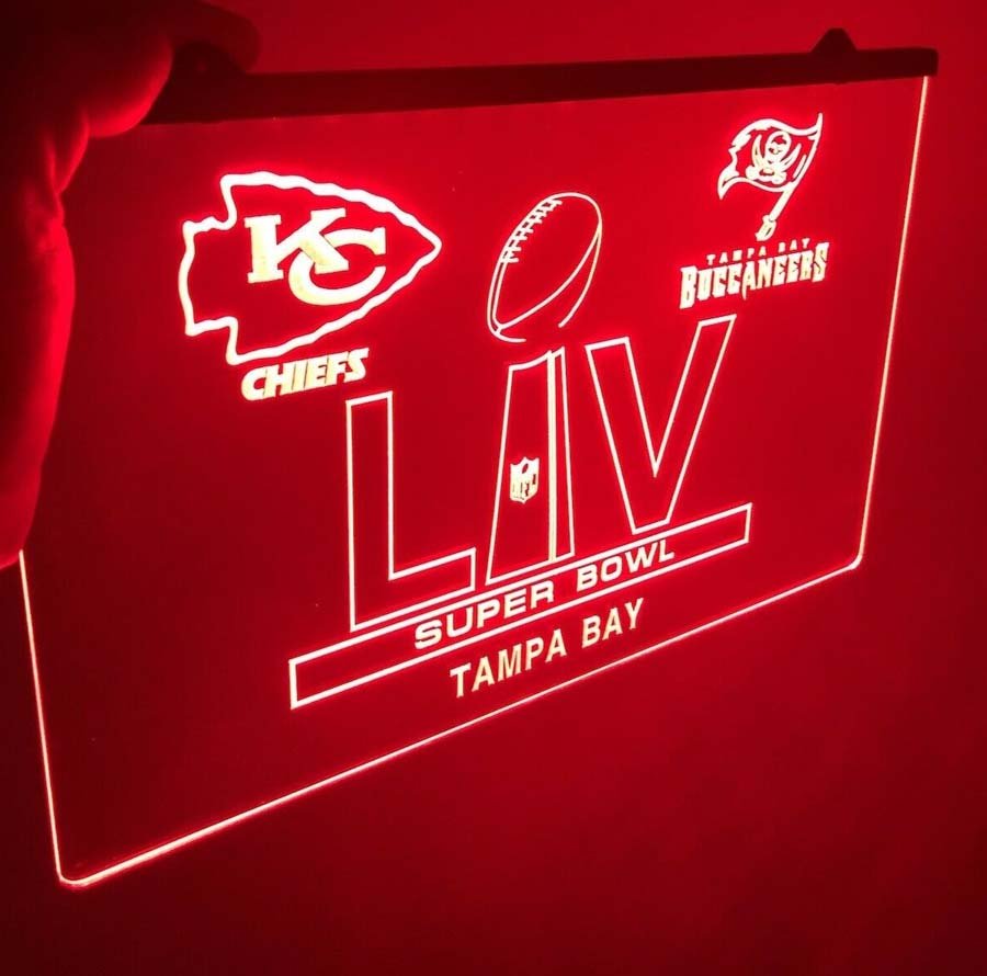 Superbowl LV, Led Logo Neon Sign Tampa Bay Buchas, Kansas City Chiefs, Tampa