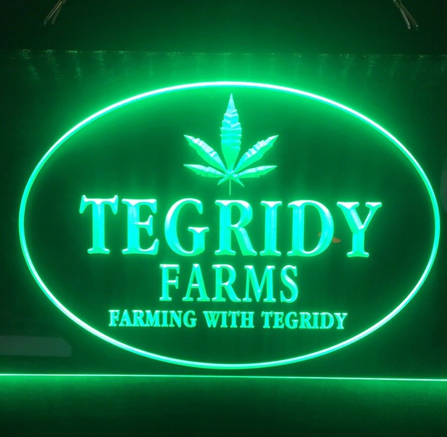 Tegridy Farms Grow Room Marijuana Leaf Large Led Neon Sign