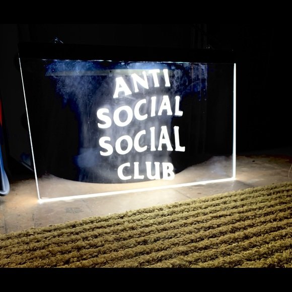 Anti Social Club Logo Illuminated LED Neon Sign Hang Wall Decor, Lights Art