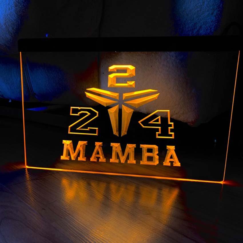 Mamba 24 Illuminated LED Neon Sign Hang Wall Decor, Room, Fans Gift, Lights Art