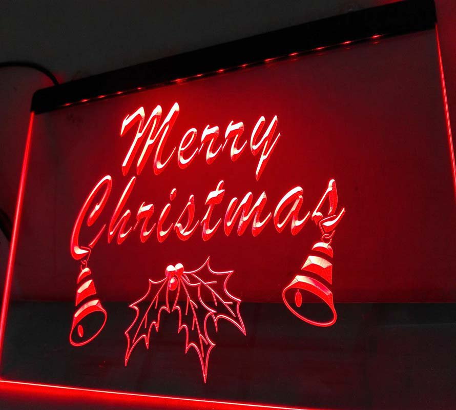 Merry Christmas Happy LED Neon Sign Home Decor Glowing