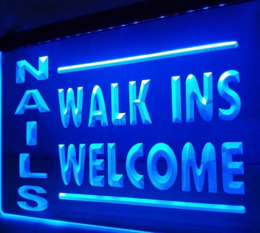 Nail Walk Ins Welcome Beauty Salon Neon Sign Hang Signs Wall Light Craft Art