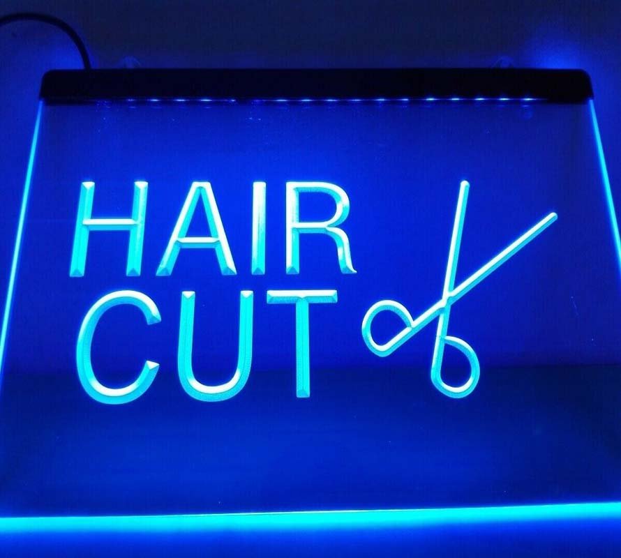 Hair Cut Open Led Neon Sign Hang Signs Wall Beauty Salon Glowing Craft
