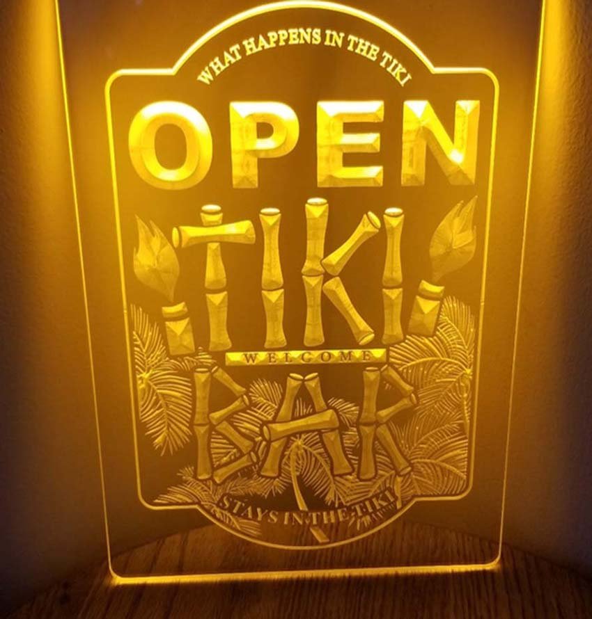 Open Tiki Hut Lounge Pool Led Neon Sign Home Decor, Craft Art Glowing
