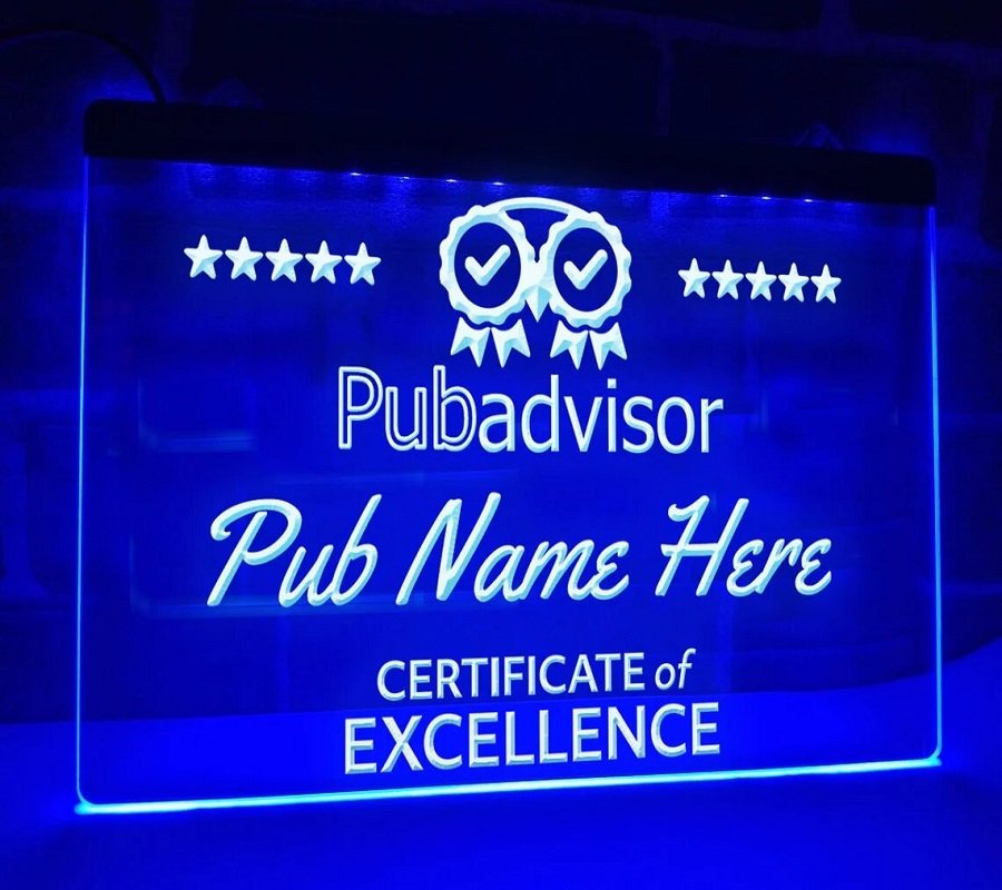 Pub Shed Advisor LED Neon Personalized Illuminated Bar Sign Award Certificate