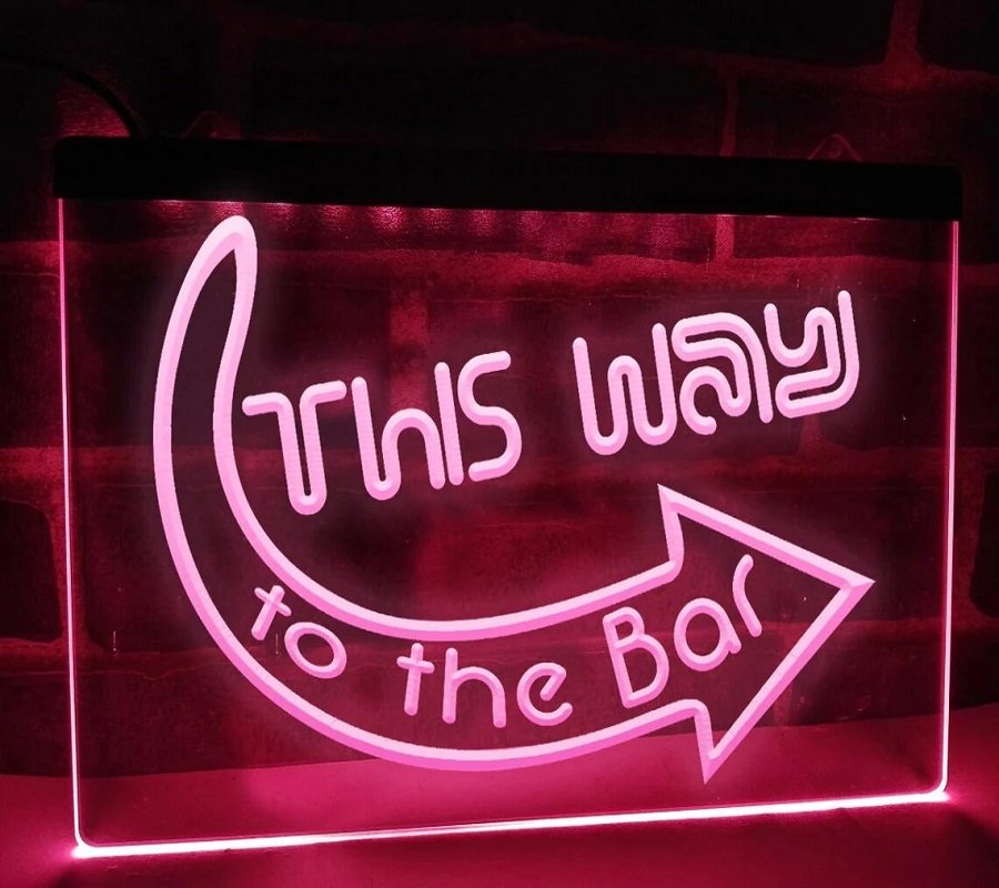 This Way to the Bar Illumined Led Neon Sign Bar Signs Home Bar Decoration Light
