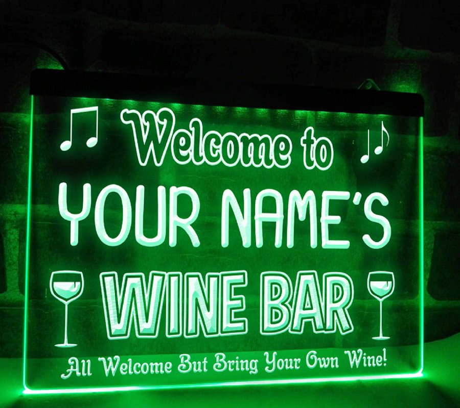 Welcome to My Wine Bar Custom Light Panel, Decoration Bar Lights Pub Craft