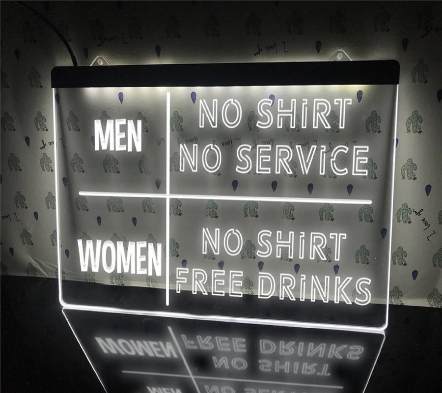 No Shirt No Service Funny Led Neon Light Sign, Home Decor Lights Pub Art Craft