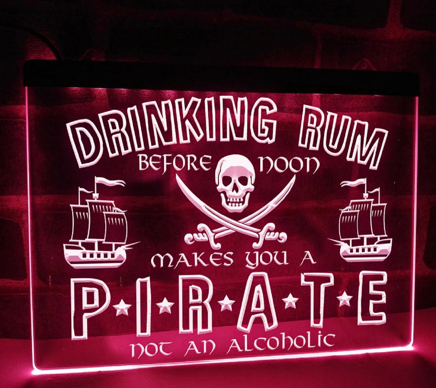 Drinking Rum Makes You a Pirate Illuminated Led Neon Sign, Home Decor Craft