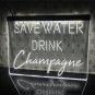Save Water Drink Champagne Illuminated Led Neon Sign, Home Decor Bar Art