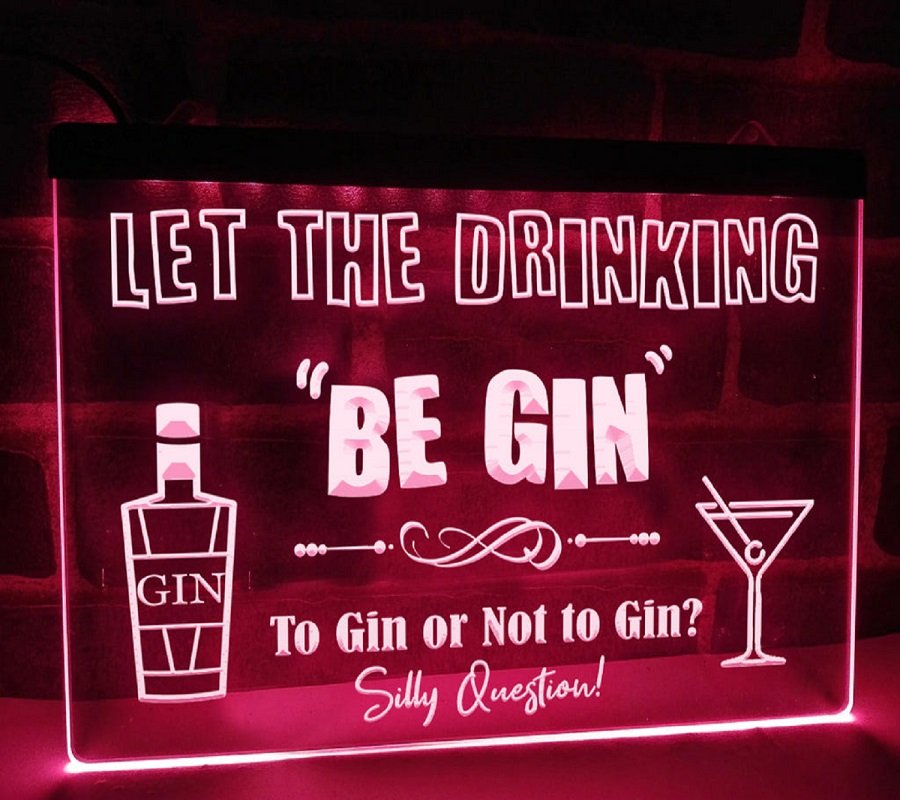 Let the Drinking Be Gin Led Neon Sign, Home Decor Bar Lights Craft Art