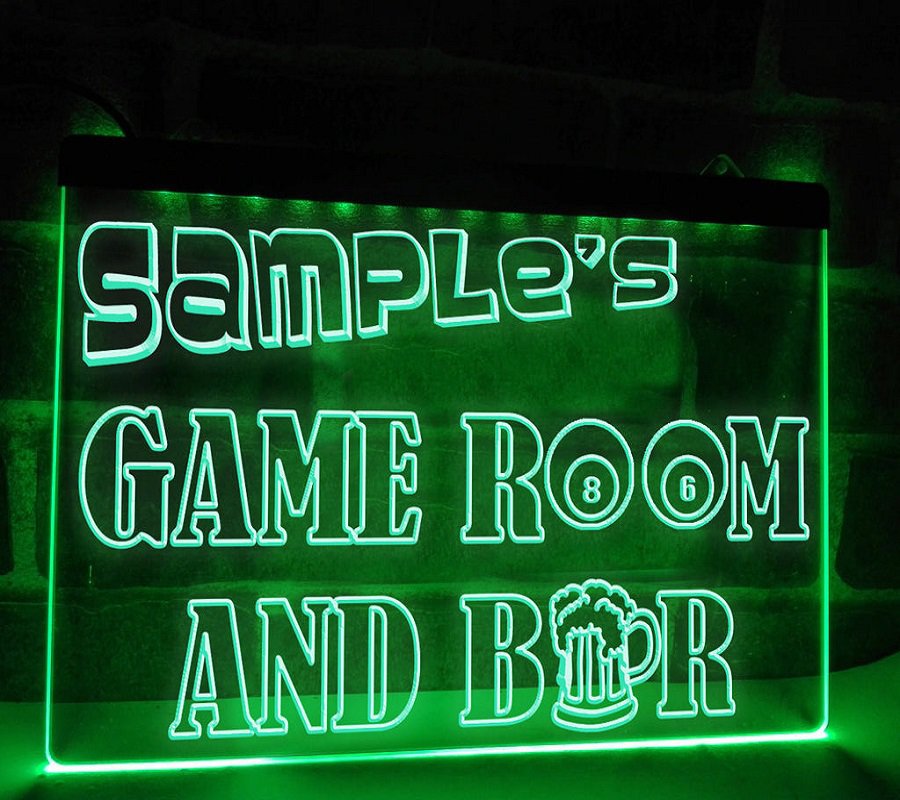 Game Room and Bar Personalized Illuminated Neon Sign