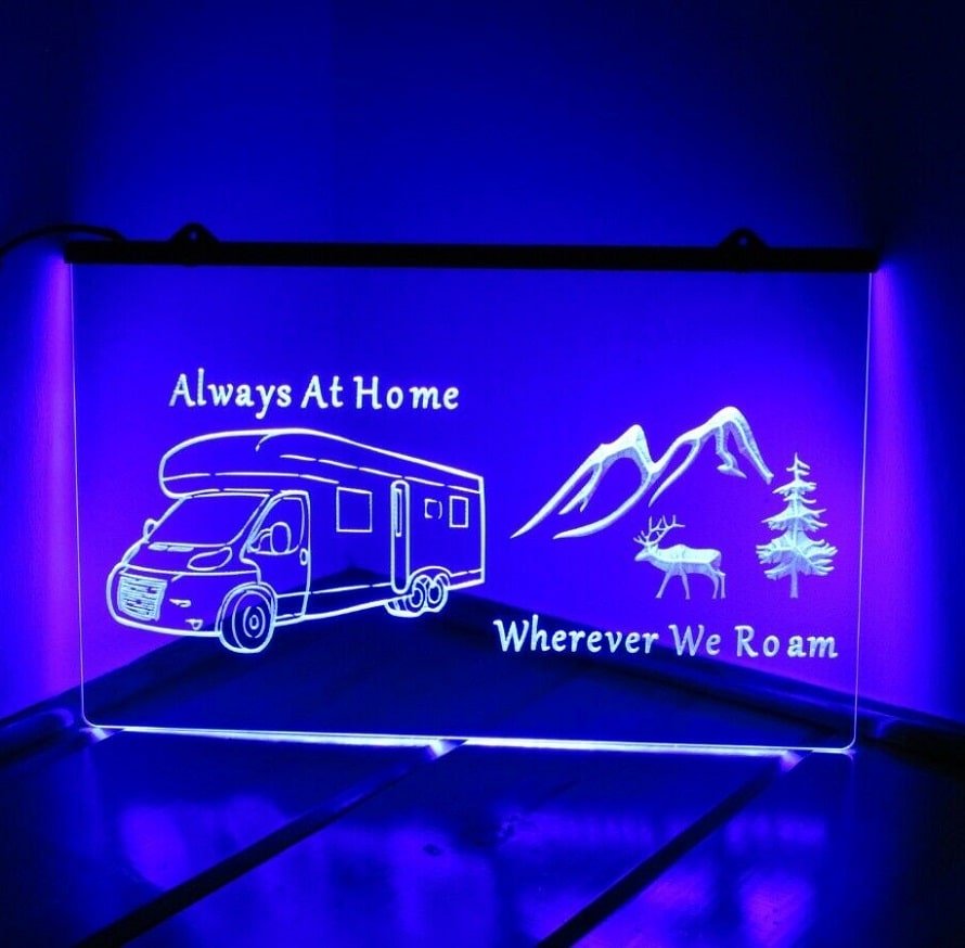 Always At Home Wherever We Roam Illuminated Led Neon Sign