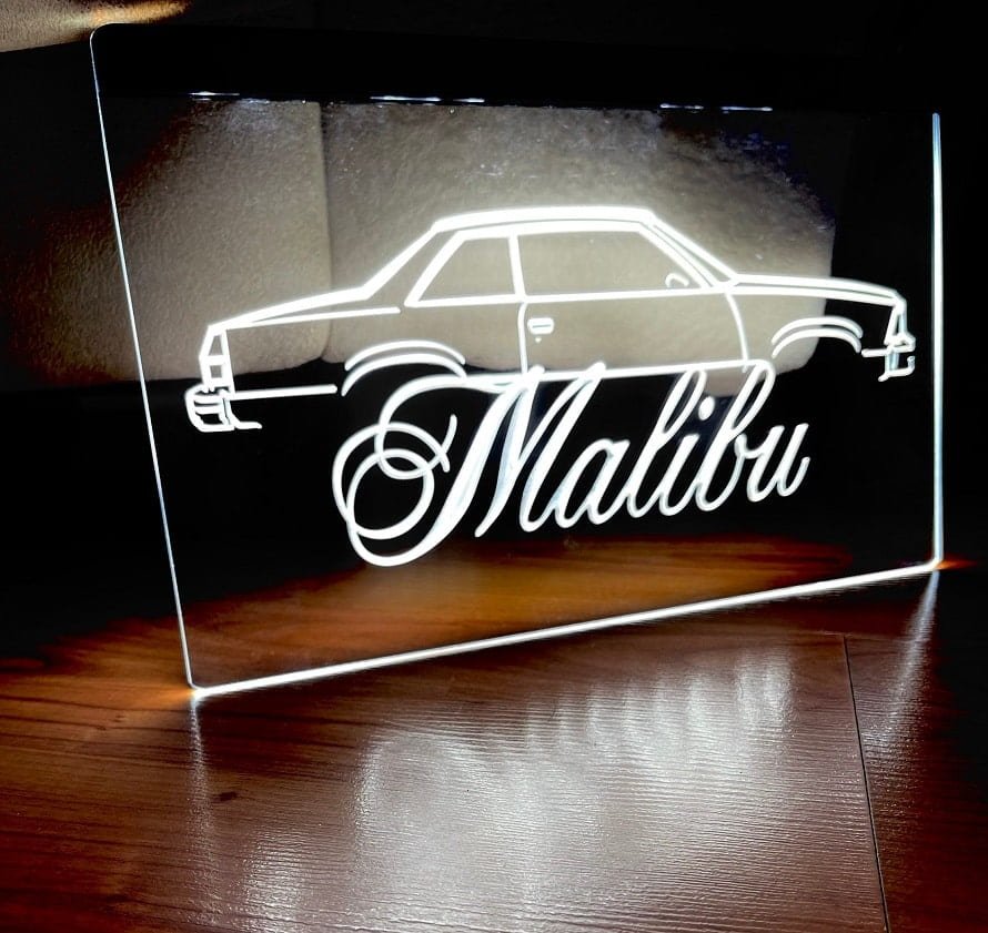 Chevrolet Malibu Cars Led Neon Sign Home Decor, Garage Display Glowing